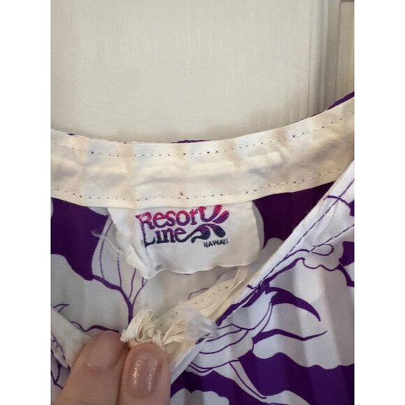 Vintage 80's Resort Line Accordion Pleated Floral Hawaiian Caftan One Size - Picture 3 of 5